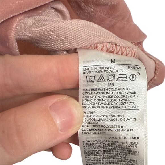 Suede/Velvet Pink Flowy Fairy Whimsical Top Shirt V-Neck Y2K Style Preppy Chic M - Picture 5 of 7